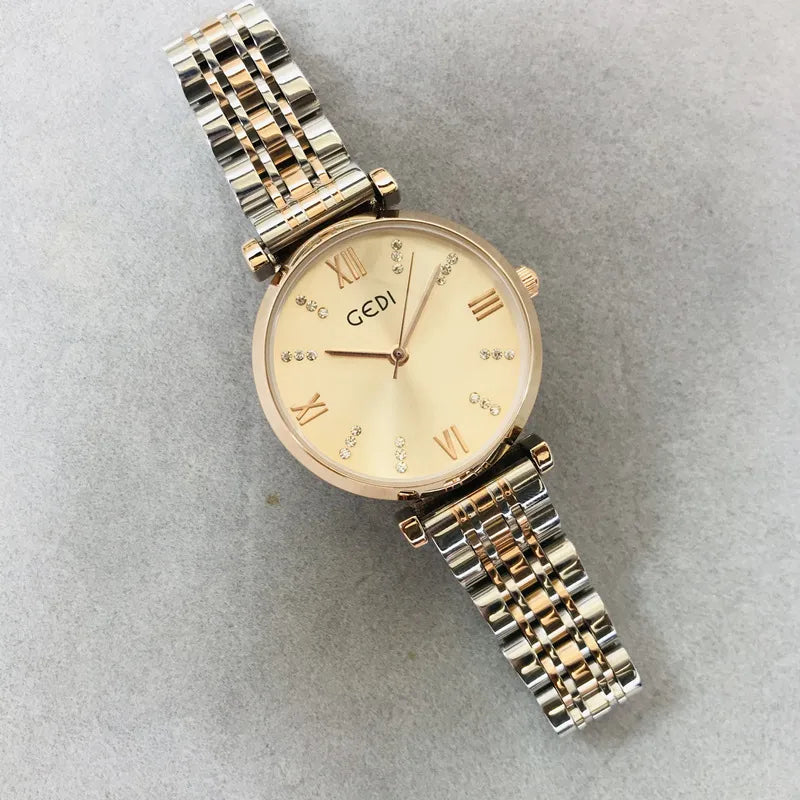 Casual Elegant Simple Style Solid Color Butterfly Double Snap Quartz Watch Women's Watches