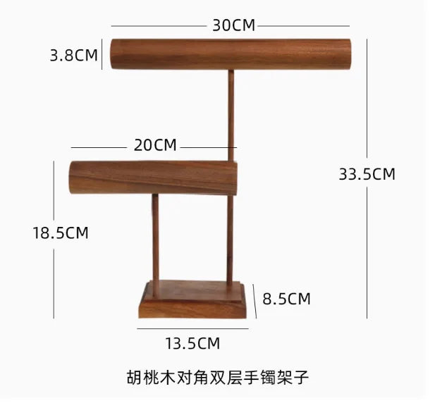 Walnut Jewelry Display Stand Copper Bottom Conical Ring Holder Bracelet Necklace Bracket Shooting Props Ornament Showcase