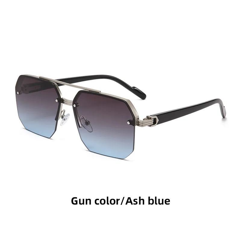 Retro Streetwear Solid Color Pc Square Half Frame Men's Sunglasses
