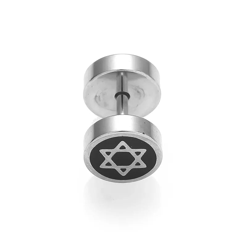 1 Piece Halloween Nordic Style Gothic Hip-Hop Smile Face Star Skull Polishing 316L Stainless Steel Ear Studs
