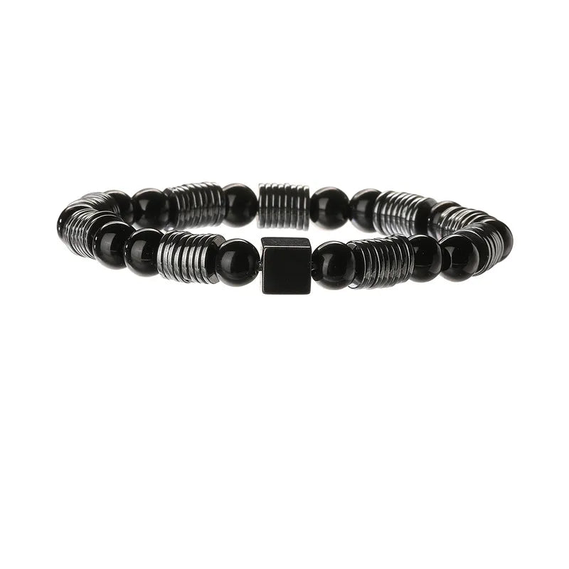 Geometric natural stone black gallstone Bracelets In Bulk