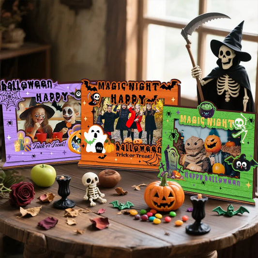 Halloween Wooden Picture Frame Decorative Ornaments Thick Festival Atmosphere Birthday Photo Album Woodcraft Simple Style