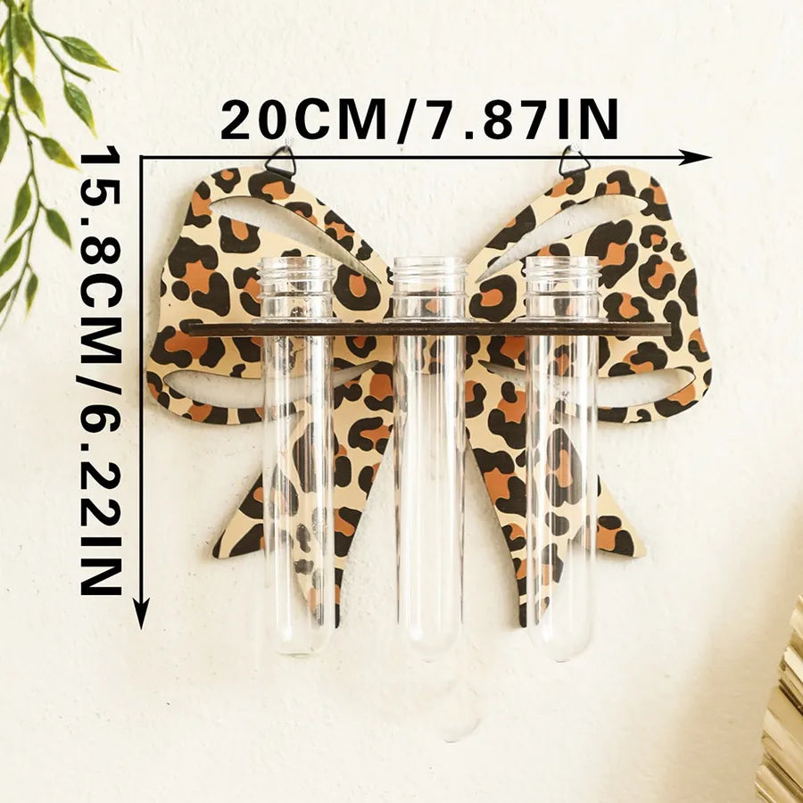 Simple Style Bow Knot Leopard Wood Storage Rack Wall Art