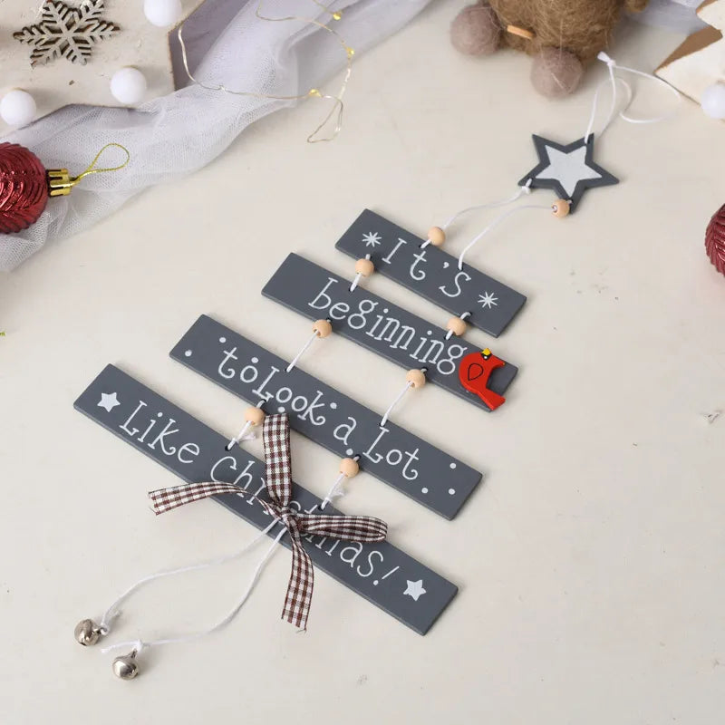 christmas cute letter wood party hanging ornaments