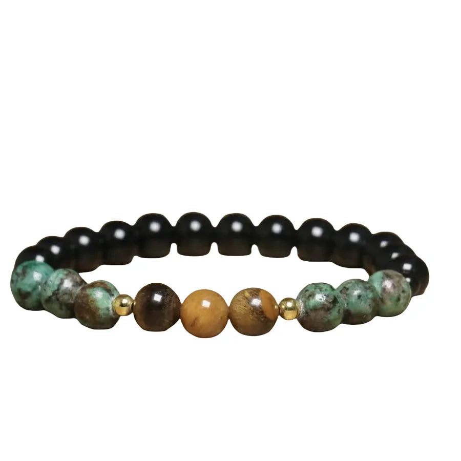 Retro Classic Style Geometric natural stone Tiger Eye black gallstone Bracelets In Bulk