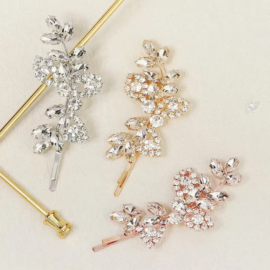 Sweet Commute Women's Leaf Copper Inlay Crystal Zircon Hair Clip