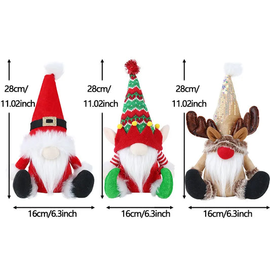 Christmas Long-Cap Style Santa Claus Decoration Rudolph The Reindeer Sprite Window Display Ornament Festive Polyester Decoration