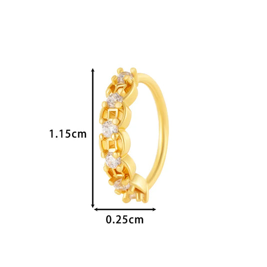 1 Piece Nose Rings & Studs Vacation Simple Style Cross Flower Butterfly Copper Cross Flowers Butterfly Zircon Nose Ring