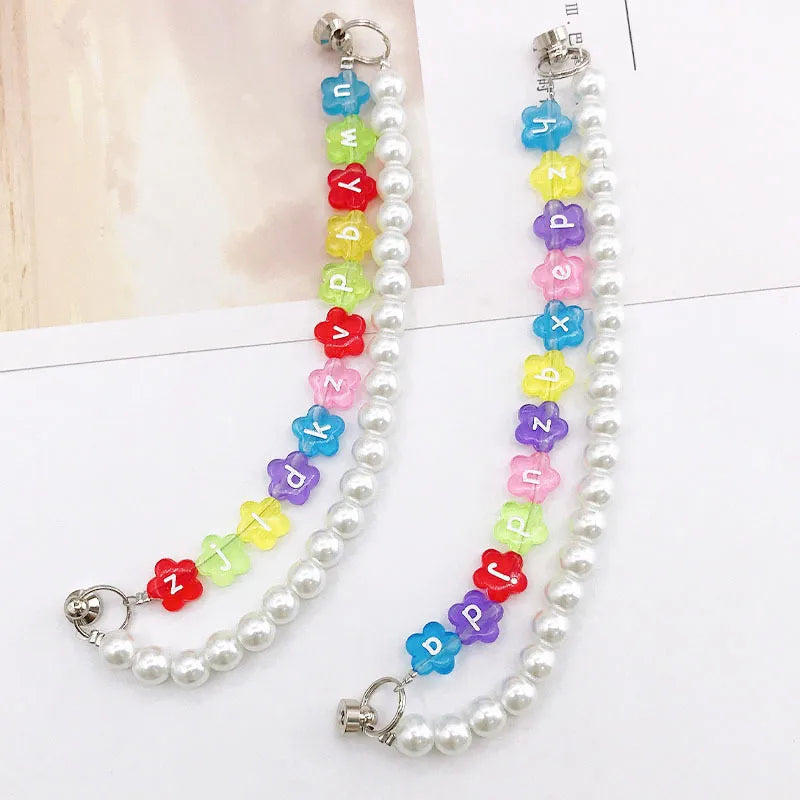 Cute Modern Style Letter Beaded Arylic Bag Pendant Mobile Phone Chain