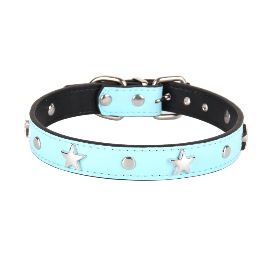 simple style pu leather solid color pet collar
