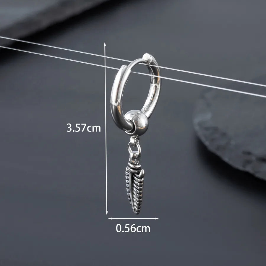 1 Piece Hip-Hop Punk Cross Leaves 316 Stainless Steel Drop Earrings
