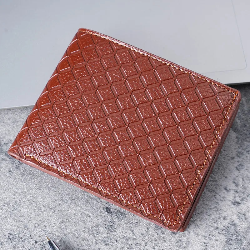 men's solid color pu leather open small wallets