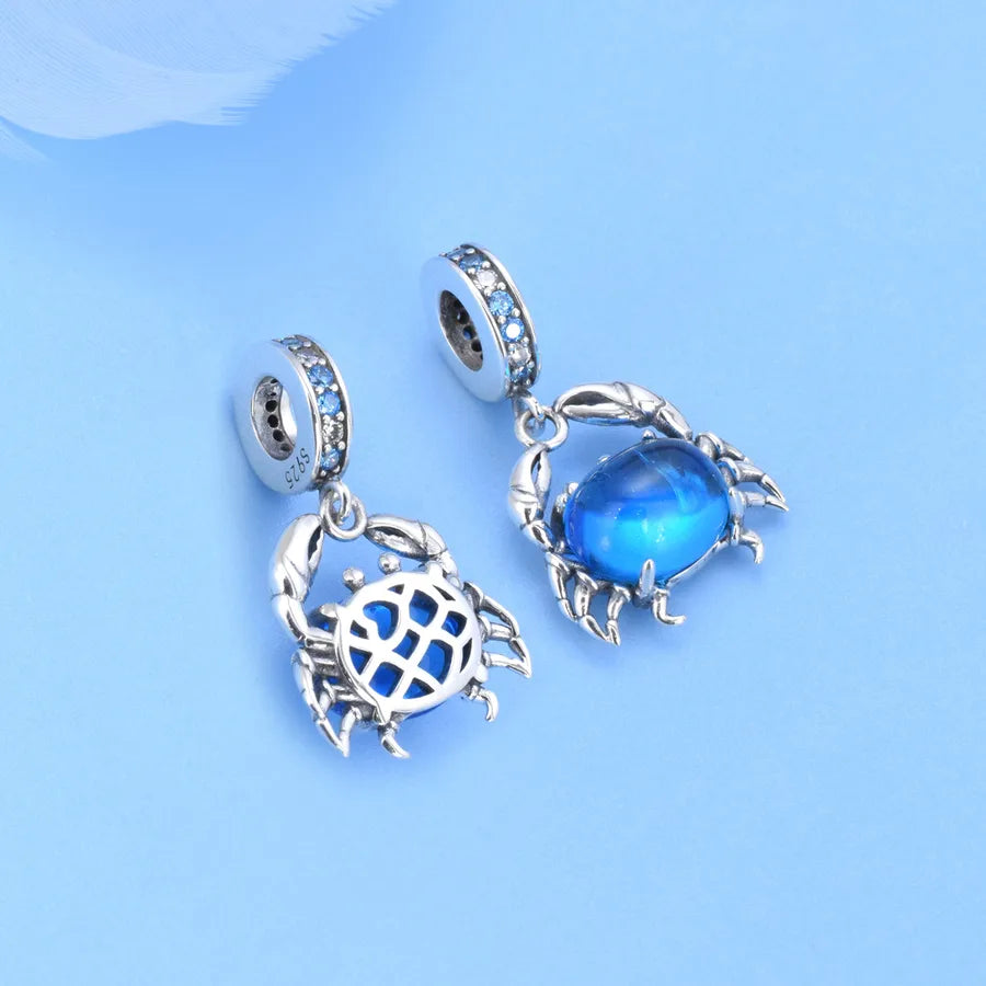 1 Piece 15 * 26mm 925 Sterling Silver Zircon Crab Polished Pendant Jewelry Accessories