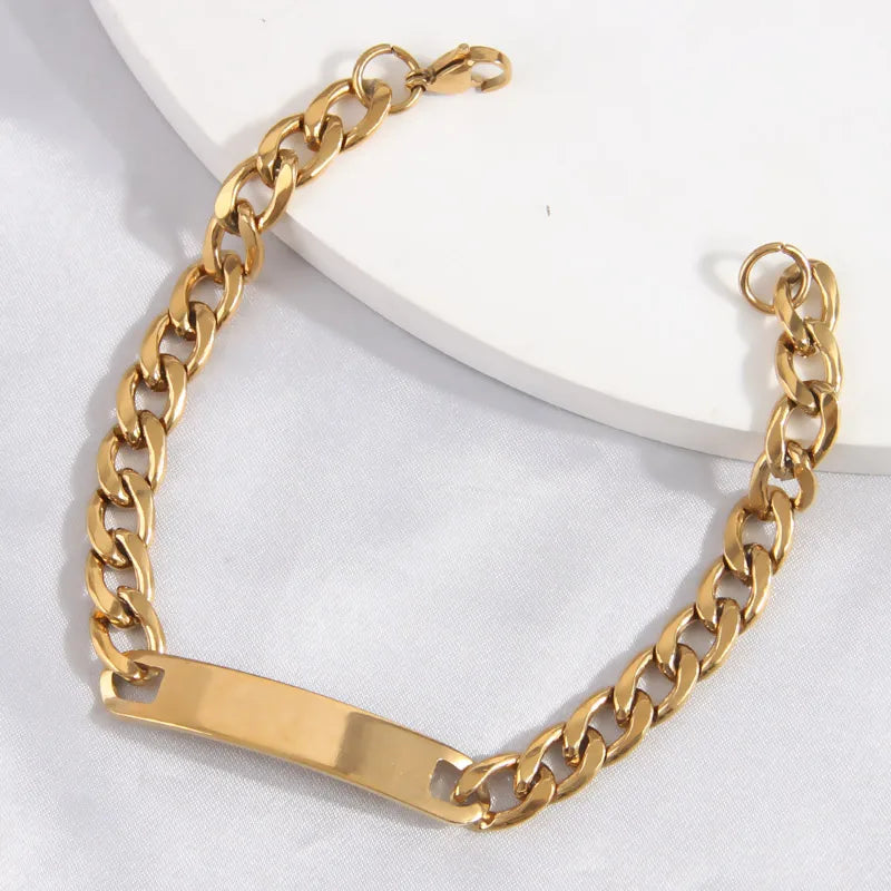 Hip-Hop Rectangle 304 Stainless Steel Men's Bracelets