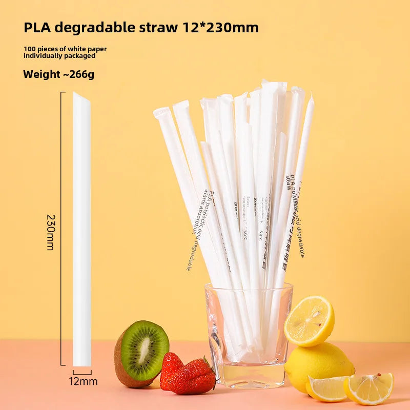 Disposable straw thick separate packaging commercial food grade plastic green hot drink pearl milk tea coffee special thin