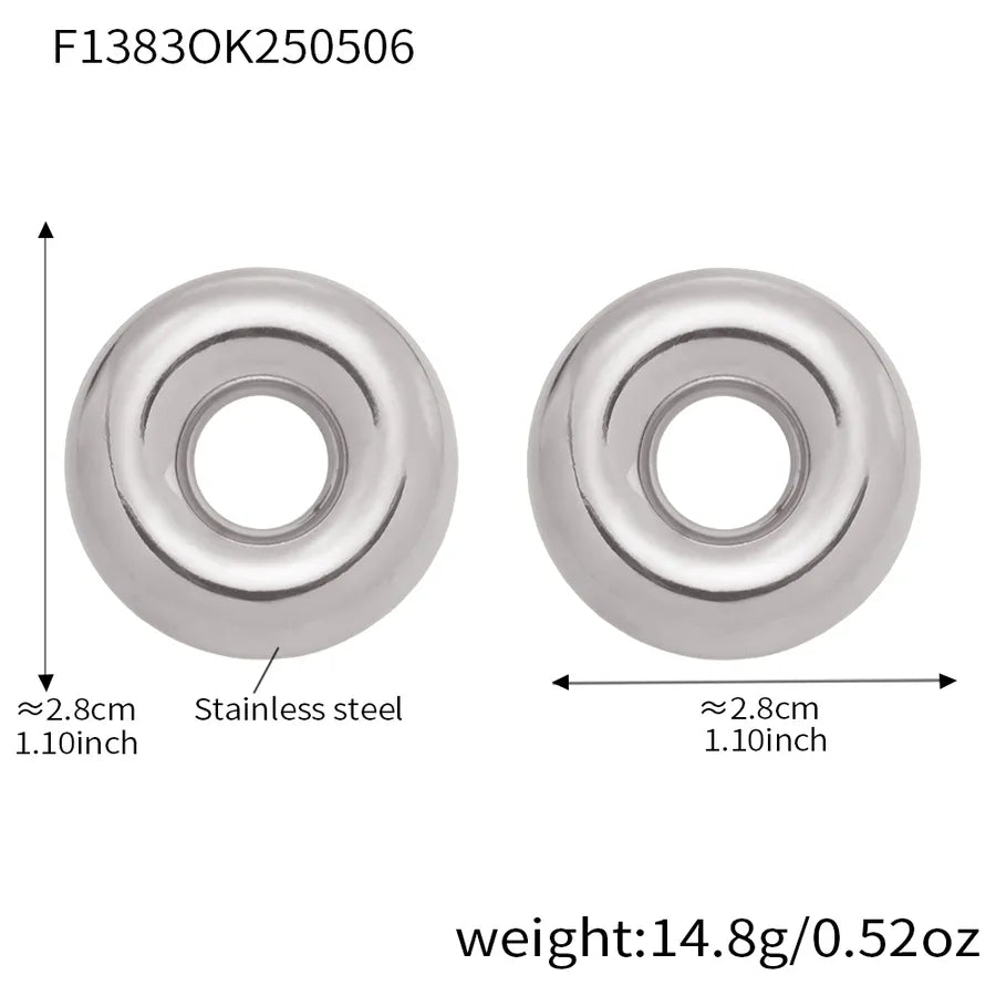 IG Style Casual Elegant Circle Polishing Plating 304 Stainless Steel 18K Gold Plated Earrings Ear Studs