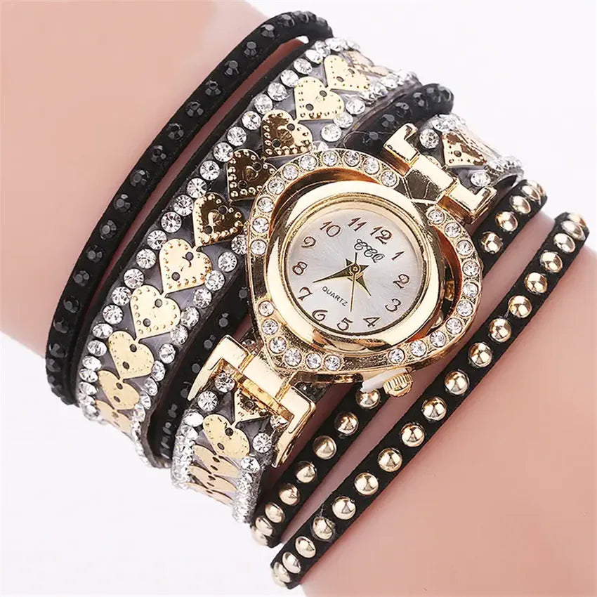 classic style heart shape buckle quartz women's watches