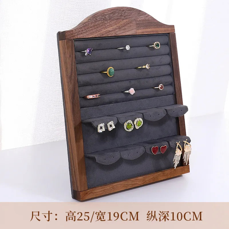 Walnut Wood Picture Frame Ring Display Stand Earring Holder Jewelry Shooting Props High-End Feeling Assembled Ring Display Plate
