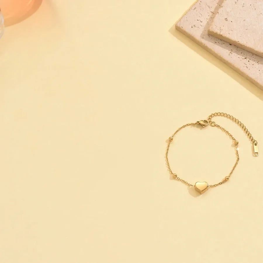 Simple Style Commute Heart Shape 304 Stainless Steel 18K Gold Plated Lip chain cable chain Bracelets In Bulk