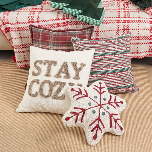 Christmas Snowflake Embroidery Pillowcase Bedroom Hotel Dormitory Decorative Cushion Cover Festive Cozy Home Decor Trend