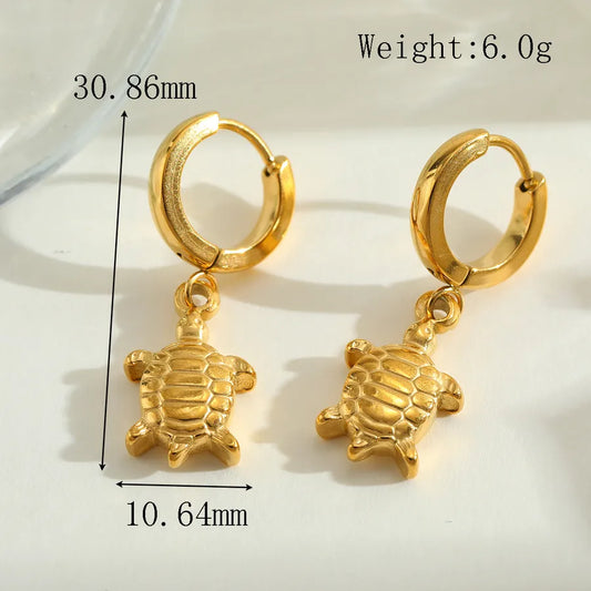 1 Pair Casual Elegant Cute Tortoise Geometric Conch Plating 304 Stainless Steel 18K Gold Plated Earrings