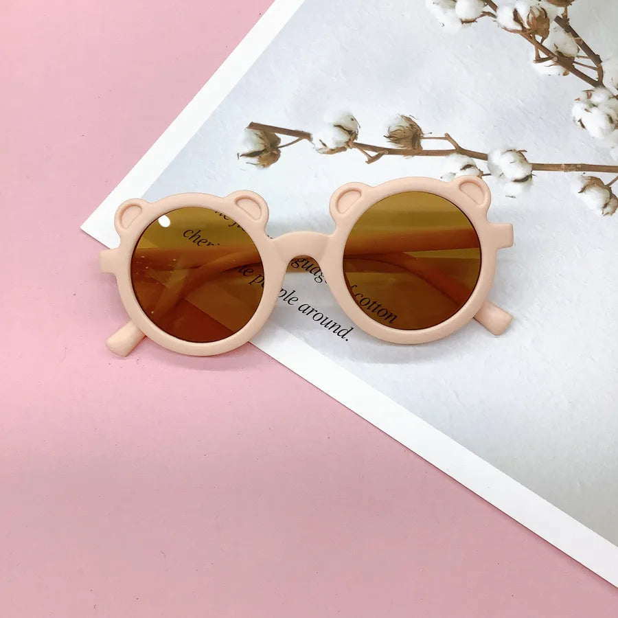 Retro Bear Matte UV400 Kids Sunglasses Unisex Children's Fashionable Sun Protection Glasses Non-Polarized Party Outing Fishing