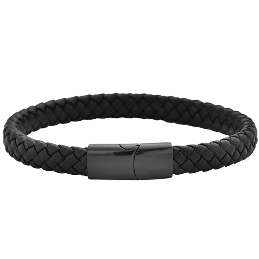 leather men's sand magnet buckle bracelet black vintage bracelet Europe and the United States popular simple personality wholesale