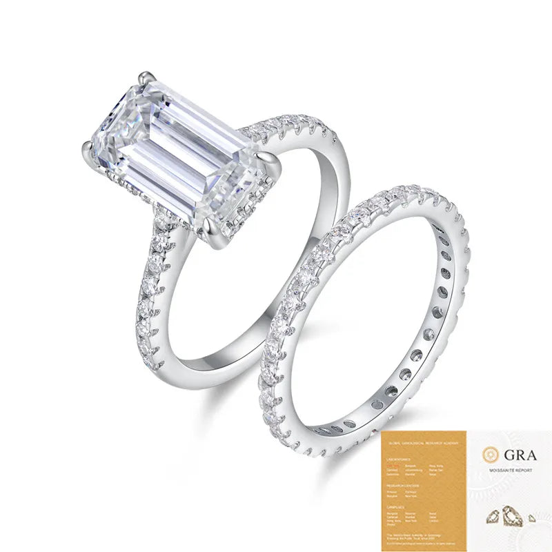 Moissanite 925 Sterling Silver Rings GRA Certificate Geometric Rings