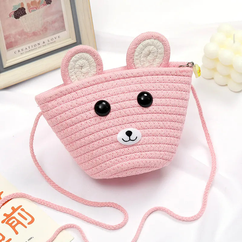 Children's Bag Women's Cute Summer Straw Bag Seaside Woven Bag New Little Girl Mini Crossbody Coin Purse