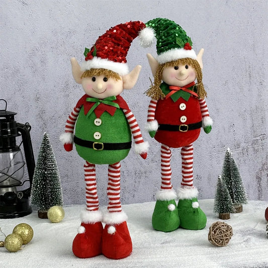 Christmas New Arrival Extendable Elf Doll Decorations Children Gifts Fairy Figure Home Decor Classic Style Polyester Material