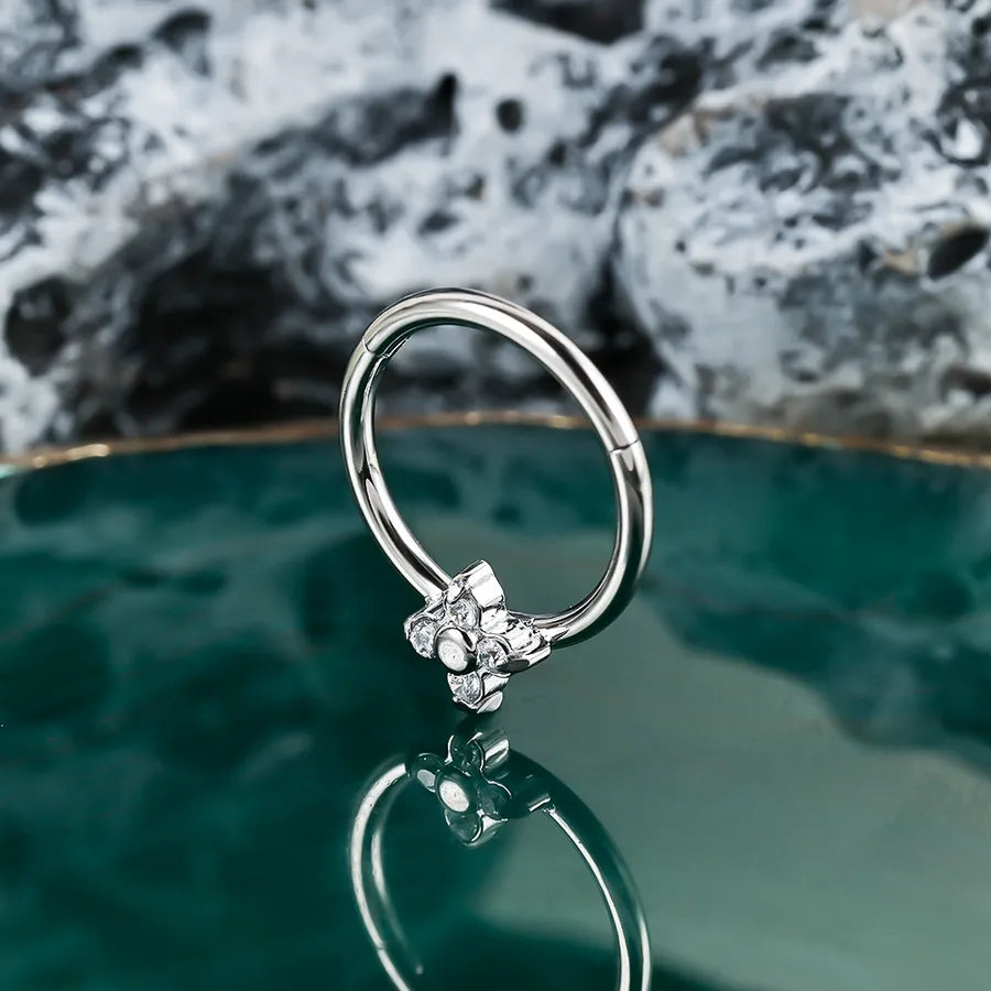 1 Piece Nose Rings & Studs Shiny Solid Color 304 Stainless Steel Zircon Ear Cartilage Rings & Studs Nose Rings & Studs