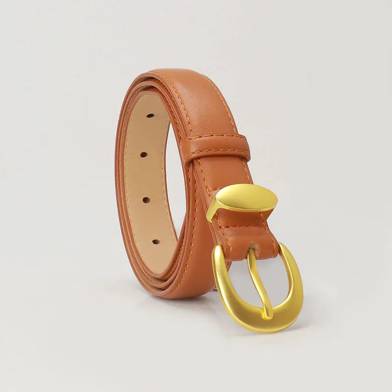 Basic Simple Style Solid Color Imitation Leather Alloy Women's Leather Belts