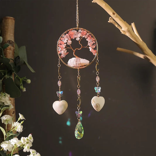 Valentine'S Day Birthday Romantic Life Tree Crystal gravel copper wire Dreamcatcher Wall Art
