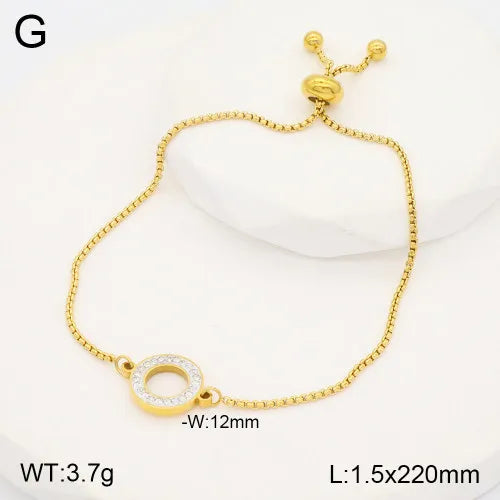 Casual Elegant Circle 304 Stainless Steel Beaded 18K Gold Plated box chain Bracelets In Bulk