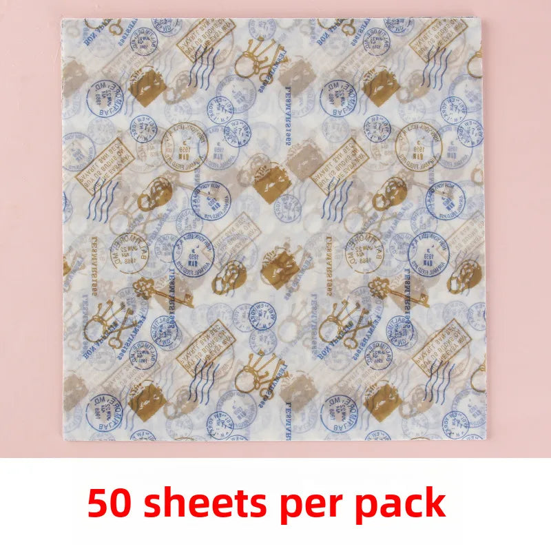 Aimanwu Food Grade Packaging Candy Paper Lunch Oil-proof Paper Wax Paper Square 18cm (50 sheets/bag) Hamburger Paper