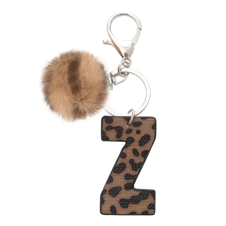 retro leopard pu leather bag pendant keychain