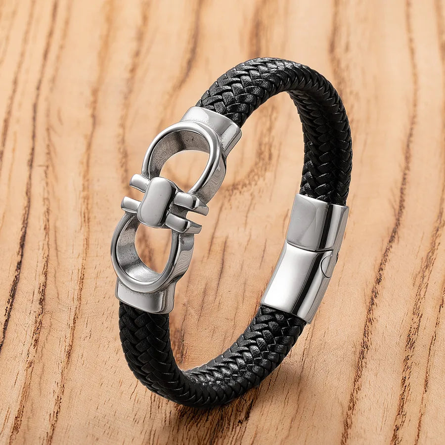 Vintage Style Punk Classic Style Geometric 316 Stainless Steel Pu Leather Men's Bracelets