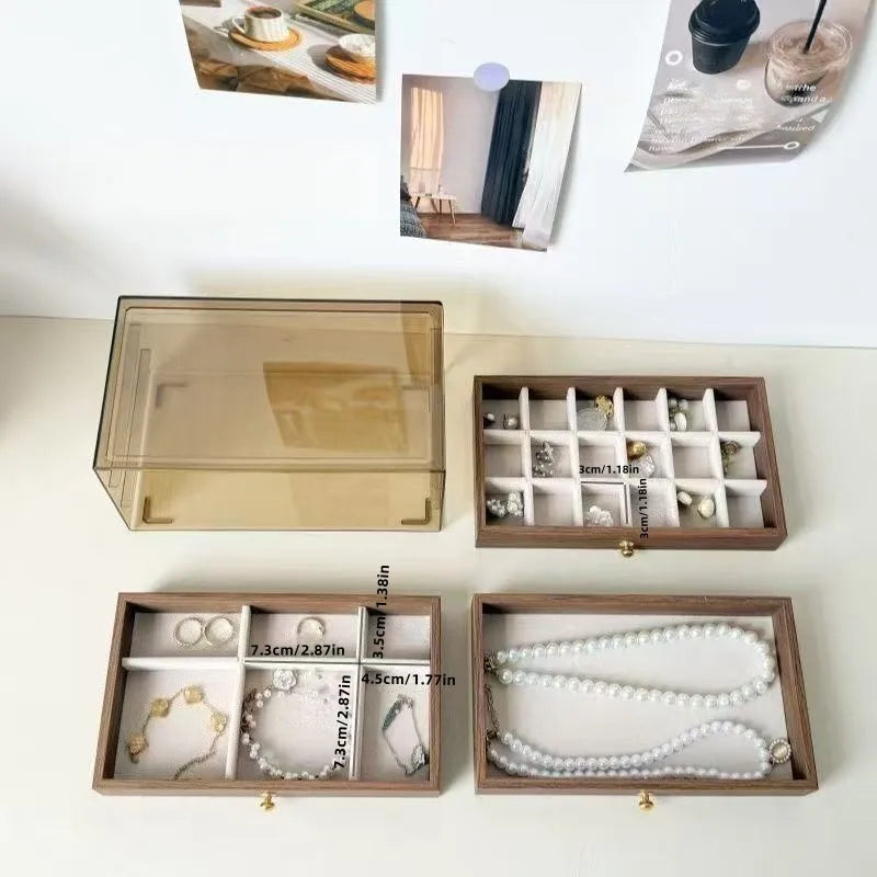New Large Capacity Multi-layer Walnut Pattern Jewelry Storage Box Earring Necklace Accessory Headwear Handwear Storage Box