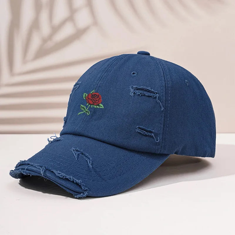 Unisex Streetwear Rose Curved Eaves Baseball Cap