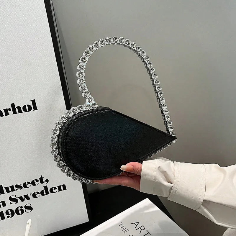 PU Heart Shape Diamond Heart-shaped Evening Bags