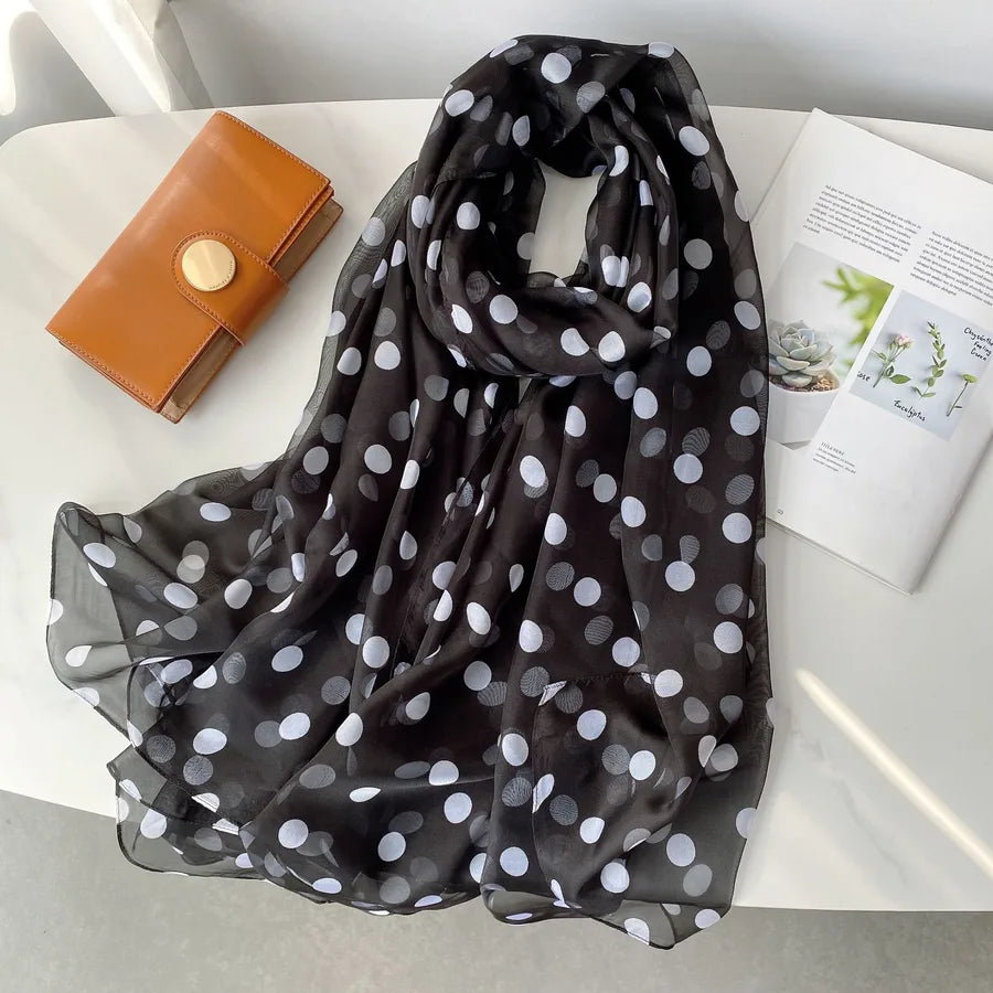 Women's Elegant Printing Polyester Chiffon Silk Scarf