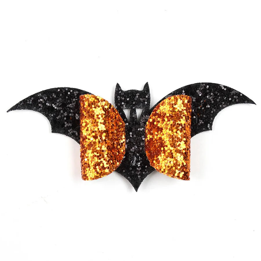 Creative Halloween Double Layer Small Bat Wings Butterfly Knot Hair Clip Funny Children's Hair Accessories Pumpkin Pattern