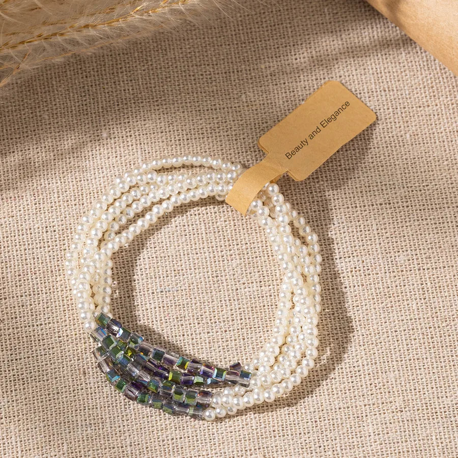 Vintage Style Classic Style Square Imitation Pearl Beaded Chain Wrap Bracelets Wholesale