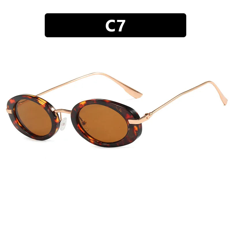 Vacation Simple Style Solid Color Pc Oval Frame Full Frame Women's Sunglasses