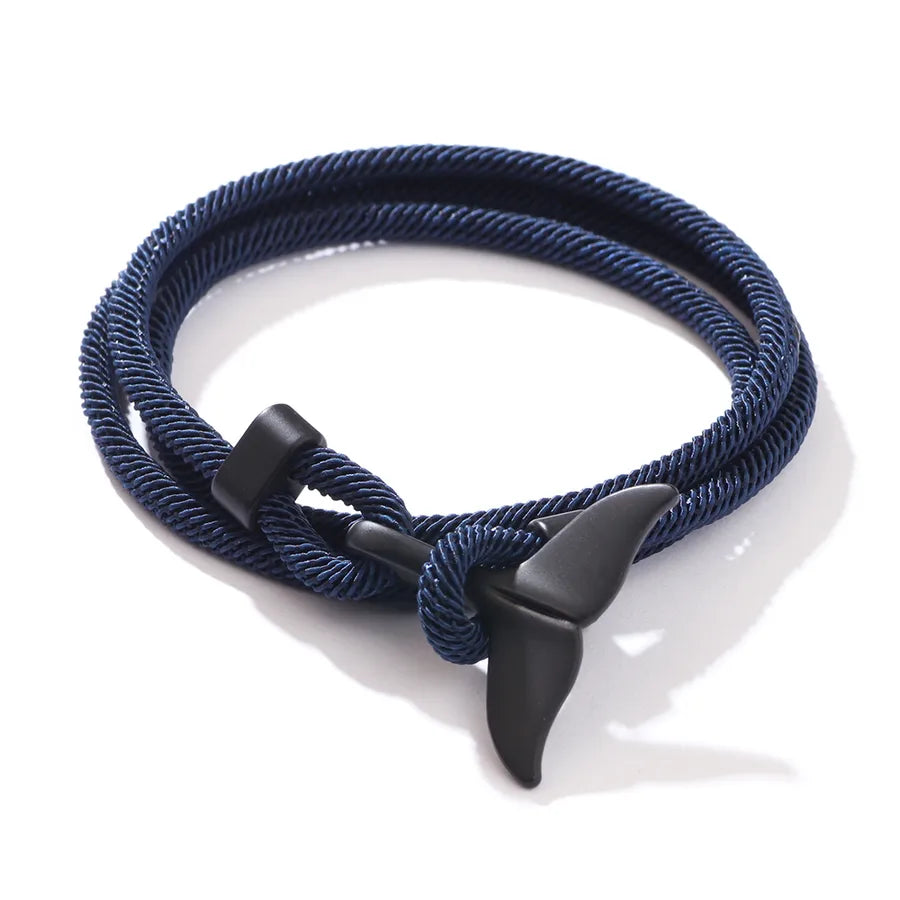 casual fish tail whale alloy rope unisex bracelets