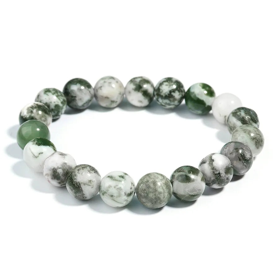 Hot Sale 8mm Multicolor Natural Stone Beaded Bracelet Tree Pattern Agate Bracelet Wholesale Handmade Bracelet