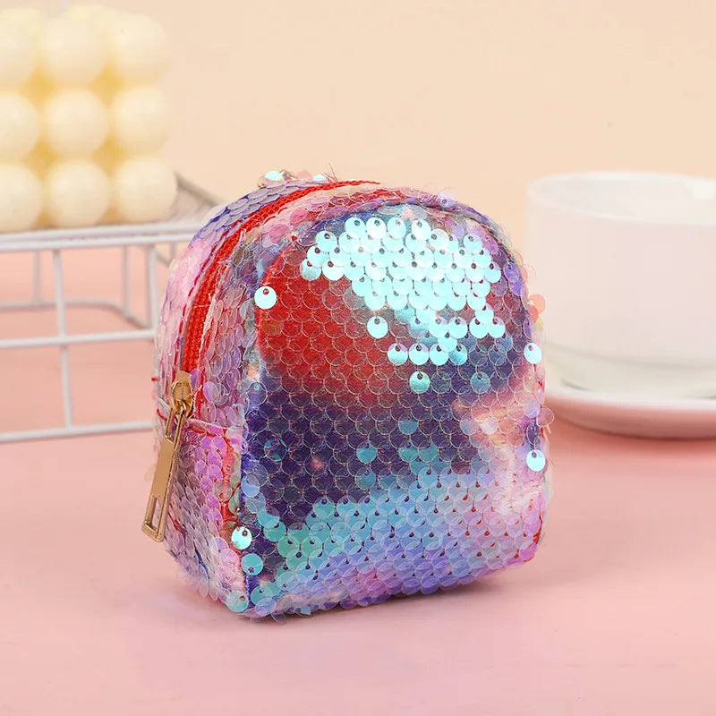 Kid'S Sequin Geometric Basic Square Zipper Coin Purse