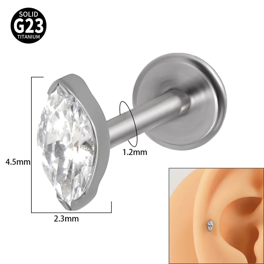 1 Piece Lip Rings Classic Style Colorful Water Droplets G23 Titanium Synthetic opal Zircon Inlay Synthetic opal Zircon