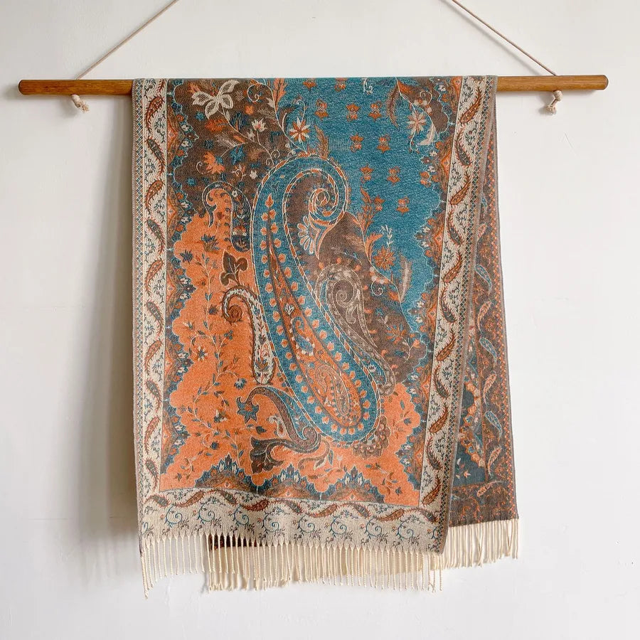 Unisex Ethnic Style Printing Imitation cashmere Tassel Scarf