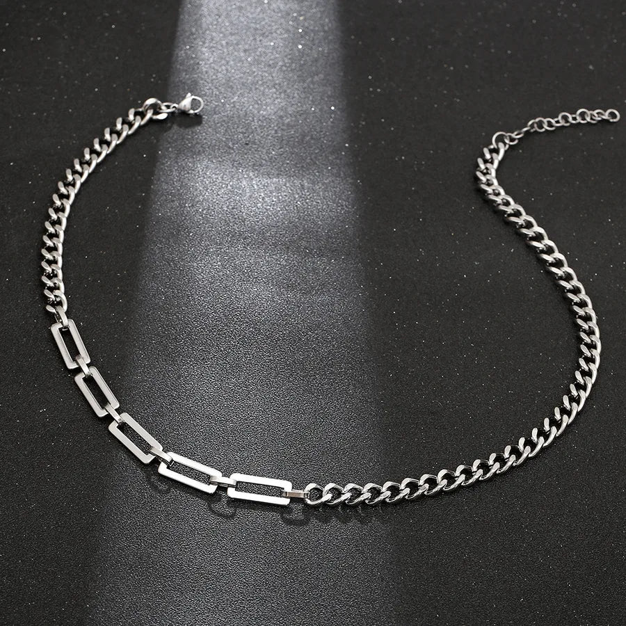 Hip-Hop Solid Color 304 Stainless Steel Polishing 18K Gold Plated Men's Necklace
